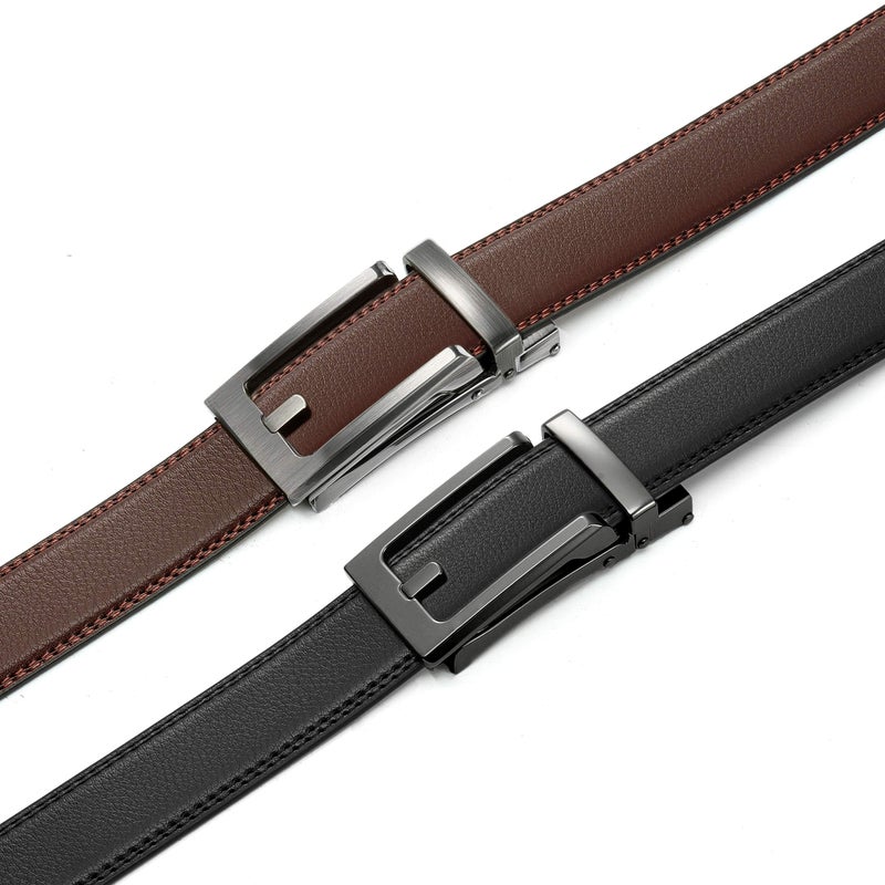 CHAOREN Men's 2 Pack Ratchet Dress Belt, 1 1/4" Black/Brown Leather, 36" to 42" Waist Adjustable - Image 4